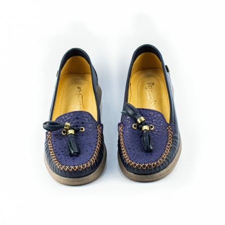 Mocasin Pompon de Cuero