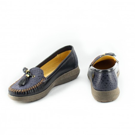 Mocasin Pompon de Cuero